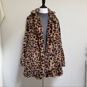 Plush leopard print coat